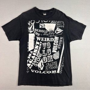 VOLCOM - Mens (L) Tee - Black - Large Distressed Type Skate Design
